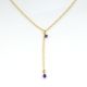 Amethyst Y Shape necklace, Brass with 22k gold plated necklace for women